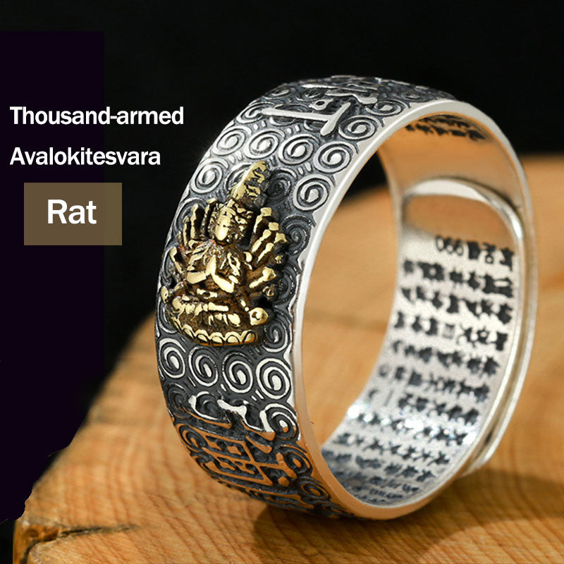 KarmaRipple's Chinese Zodiac Natal Buddha Wealth Fortune Adjustable Ring p5
