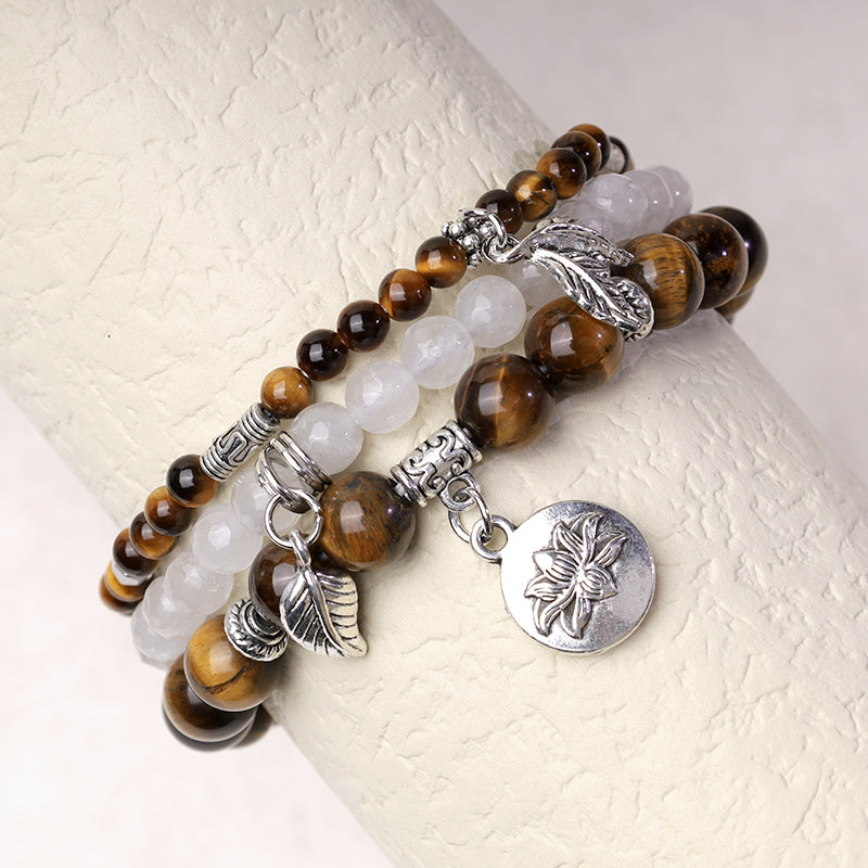 KarmaRipple's 3PCS Authentic Quartz Gemstone Beaded Balancing Energy Lotus Bracelet p29