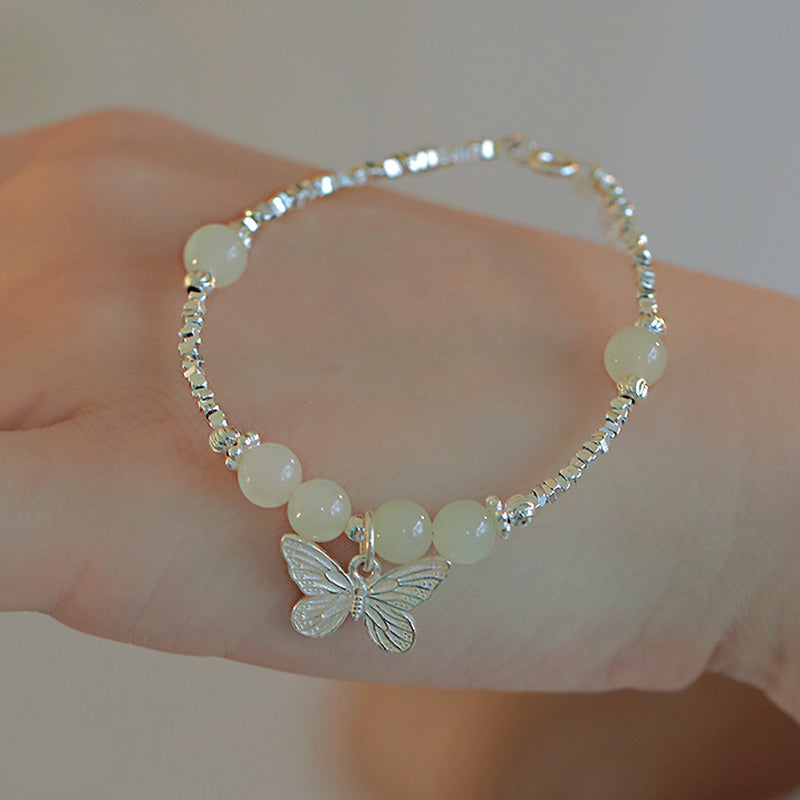 KarmaRipple's 925 Sterling Silver Authentic Hetian Jade Fortune Butterfly Talisman Bracelet p3