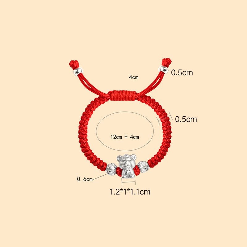 KarmaRipple's 999 Sterling Silver Chinese Zodiac Red Rope Fortune Handcrafted Kids Bracelet p22