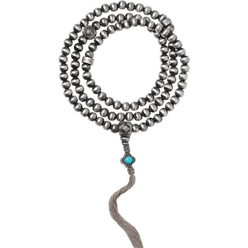 KarmaRipple's 108 Mala Beadwork 925 Sterling Silver Red Agate Turquoise Confidence Talisman Bracelet p20
