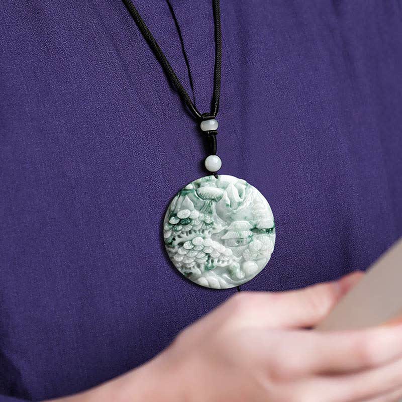KarmaRipple's Mountain Landscape Jade Abundance String Pendant p5