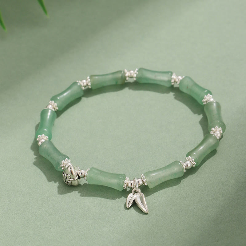 KarmaRipple's Peridot Ivory Jade Strawberry Quartz Green Aventurine Bamboo Fu Character Fortune Bracelet p28
