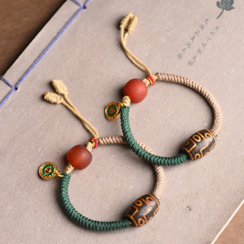 KarmaRipple's Handmade Tibetan Nine-Eye Dzi Bead Wealth Rope Bracelet p7