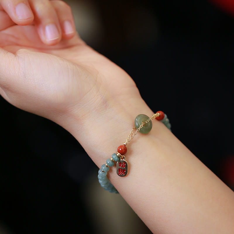KarmaRipple's Authentic Hetian Jade Red Agate Peace Buckle Fortunate Fortune Bracelet p3