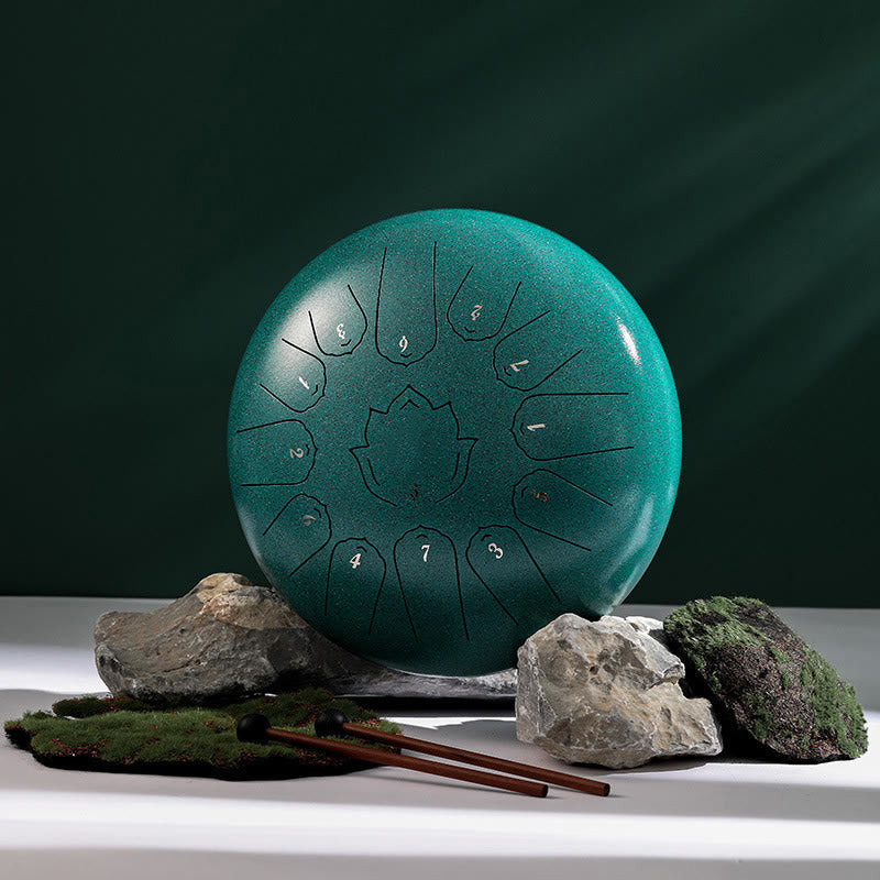 KarmaRipple's Steel Tongue Drum Sound Balancing Mindfulness Lotus Pattern Yoga Drum Kit 13 Note 12 Inch Percussion Instrument p5