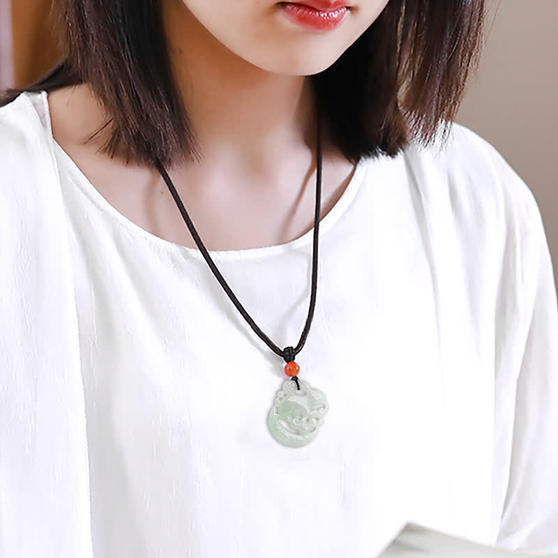 KarmaRipple's Year of the Rabbit Ivory Jade Crescent Moon Protection Pendant Necklace p3