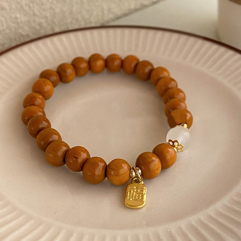 KarmaRipple's Sandalwood Cat's Eye Fu Character Talisman Protection Bracelet p20