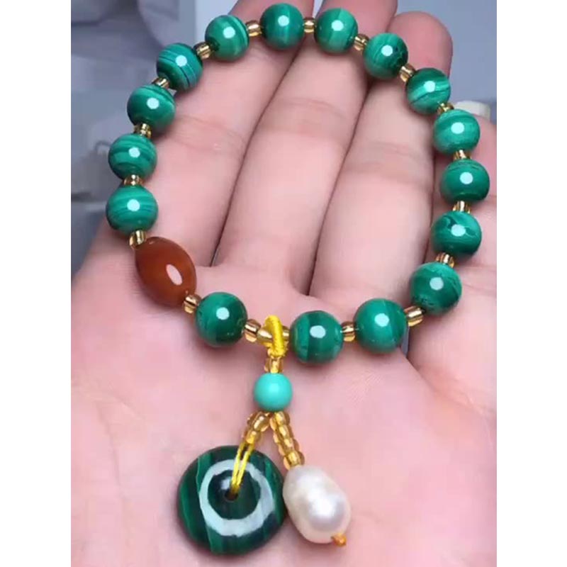 KarmaRipple's Authentic Malachite Red Agate Bead Protection Talisman Bracelet p5