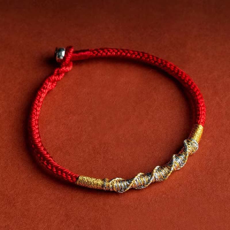 KarmaRipple's 925 Sterling Silver Fortune Strength Red String Protection Braid Bracelet p23