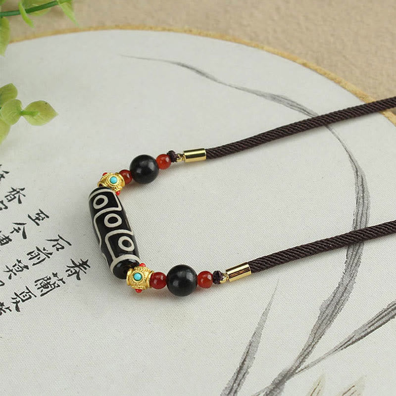 KarmaRipple's Tibetan Nine-Eye Dzi Bead Protection Blessings String Pendant Necklace p9