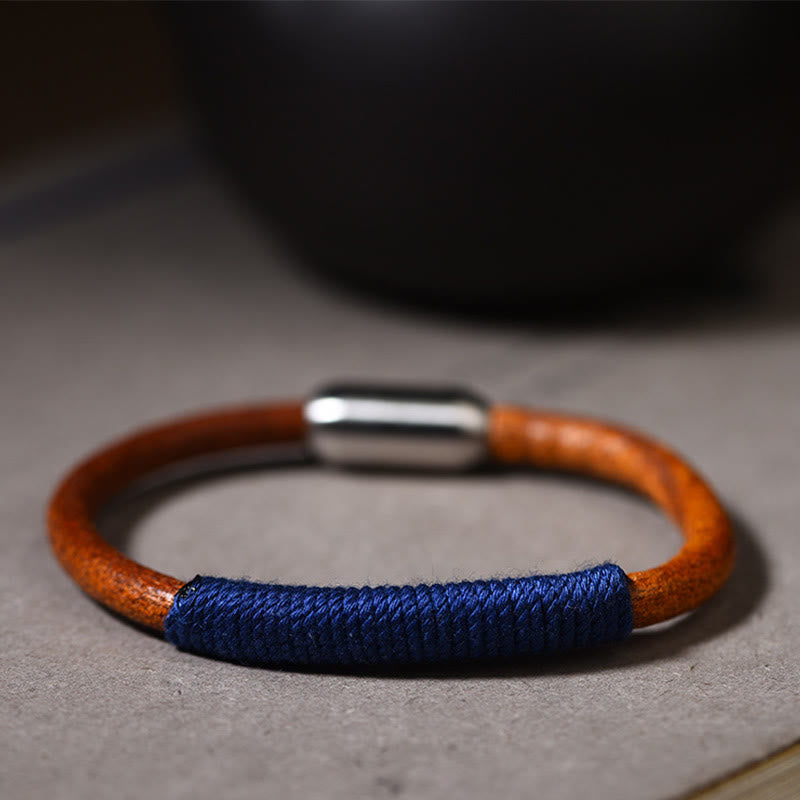 KarmaRipple's Tibetan Leather Handmade Five Elements Fortune Braid String Buckle Bracelet p24