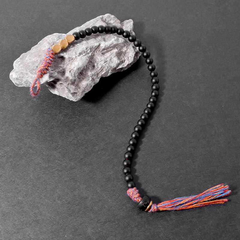 KarmaRipple's Handmade Tibetan Black Onyx Tassel Bracelet p6