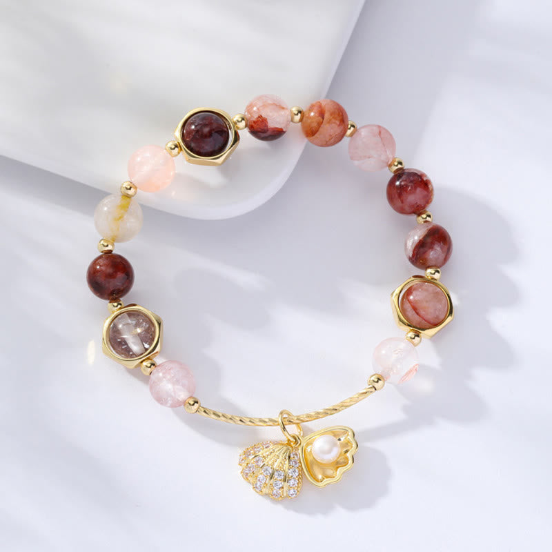 KarmaRipple's Authentic Colorful Rutilated Quartz Shell Protection Bead Bracelet p13