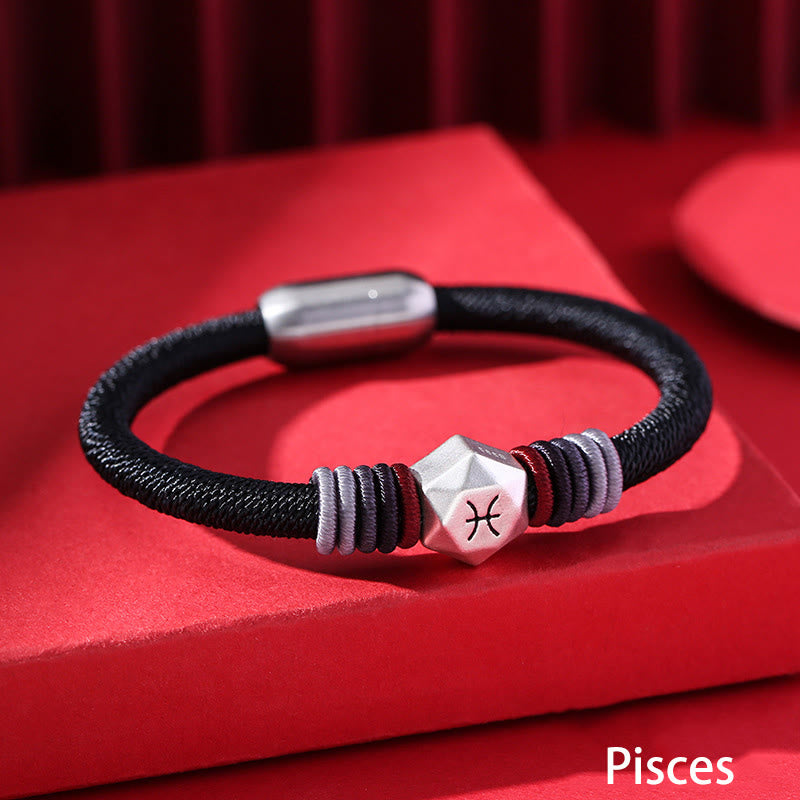 KarmaRipple's 999 Sterling Silver 12 Constellations of the Zodiac Blessing Handmade String Bracelet p37