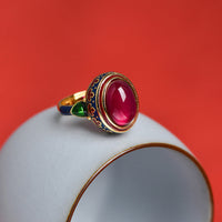 KarmaRipple's 925 Sterling Silver Red Corundum Courage Ring