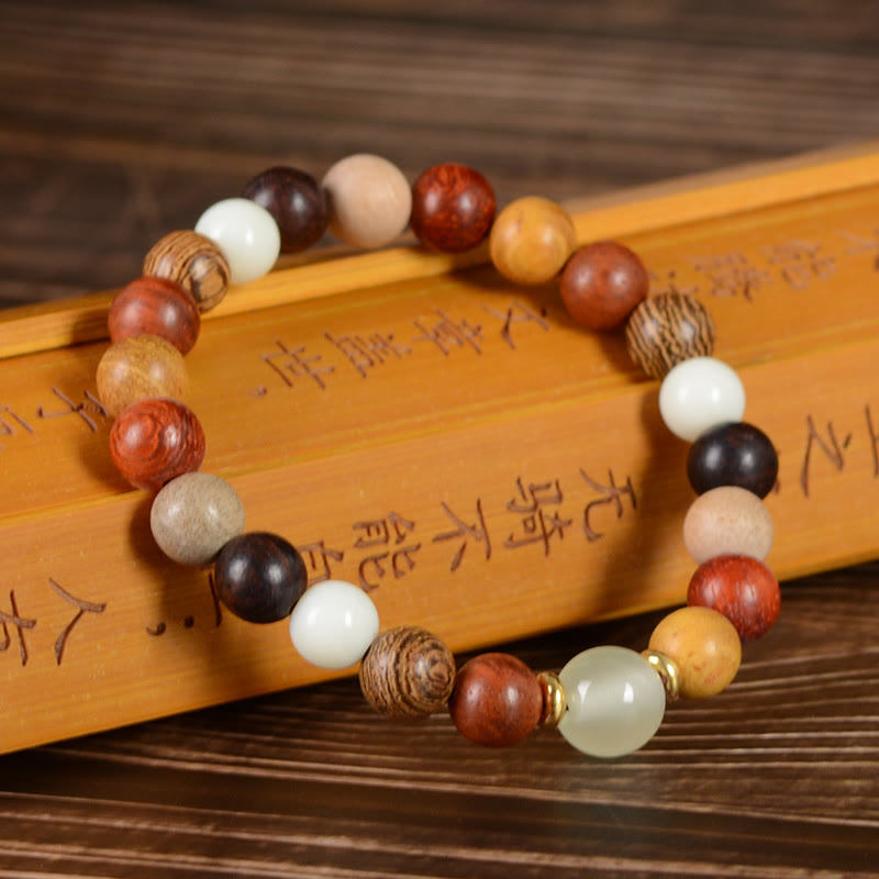 KarmaRipple's Multicolored Green Sandalwood Ebony Wood Red Sandalwood Peace Bracelet p8