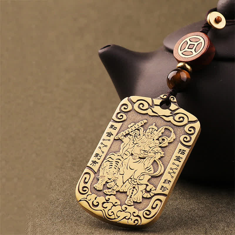KarmaRipple's God of Wealth Zhao Gongming Bronze Protection Pendant Necklace Key Chain p1
