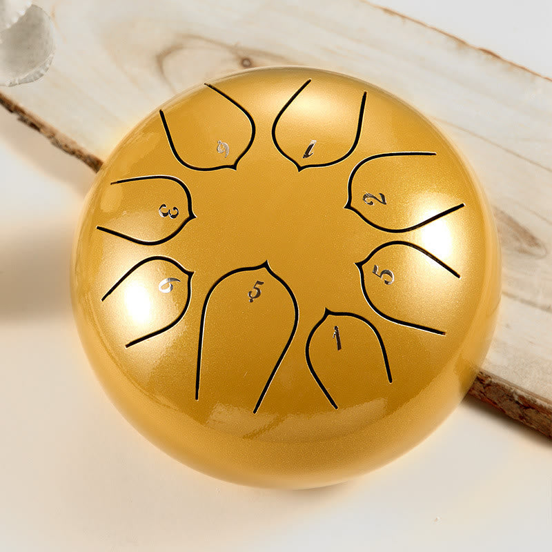 KarmaRipple's Steel Tongue Drum Sound Balancing Meditation Lotus Pattern Drum Kit 8 Note 6 Inch Percussion Instrument p33
