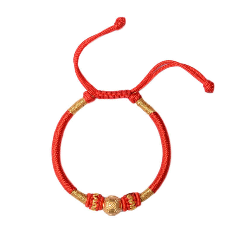 KarmaRipple's 999 Sterling Silver Round Bronze Coin Protection Fortune Beaded String Bracelet p4