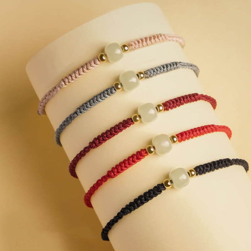 KarmaRipple's Handcrafted Jade Fortunate Bead Abundance Woven Bracelet p6