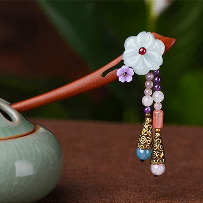 KarmaRipple's Red Sandalwood Amethyst Aventurine Protection Hairpin Decoration p2