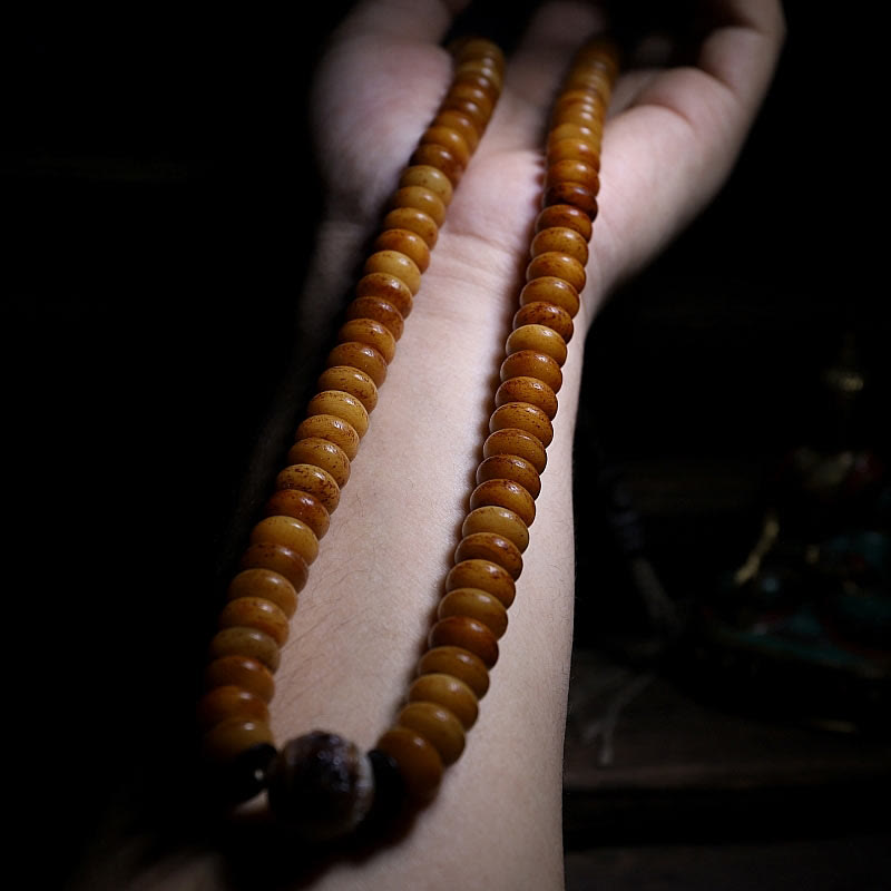 KarmaRipple's Tibet 108 Mala Beadwork Yak Bone Three-eyed Dzi Bead Keep Away Evil Spirits Bracelet p6