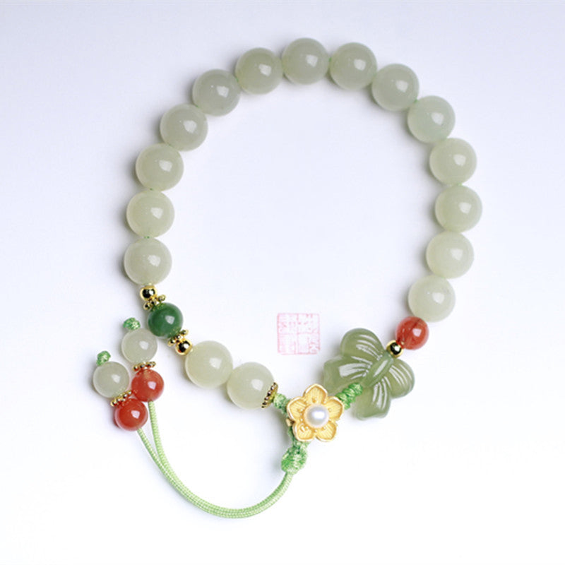 KarmaRipple's 925 Sterling Silver Jade Fortune Flower Butterfly Bracelet p9