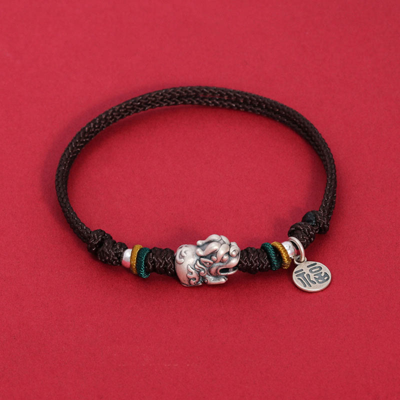 KarmaRipple's 925 Sterling Silver PiXiu Fu Character Wealth Fortune Handmade Woven Bracelet p15