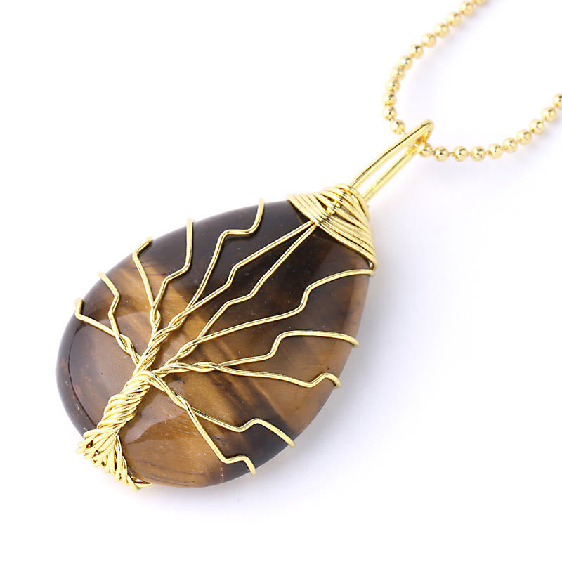 KarmaRipple's Authentic Quartz Gemstone Tree Of Life Balancing Energy Pendant Necklace p12