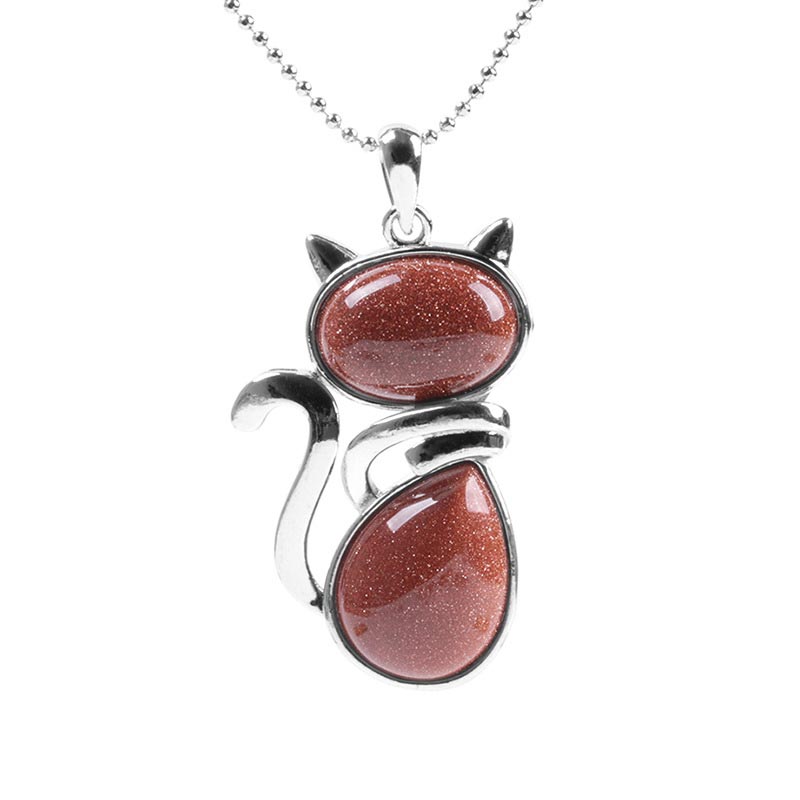 KarmaRipple's Cat Pattern Authentic Gemstone Protection Pendant Necklace p34