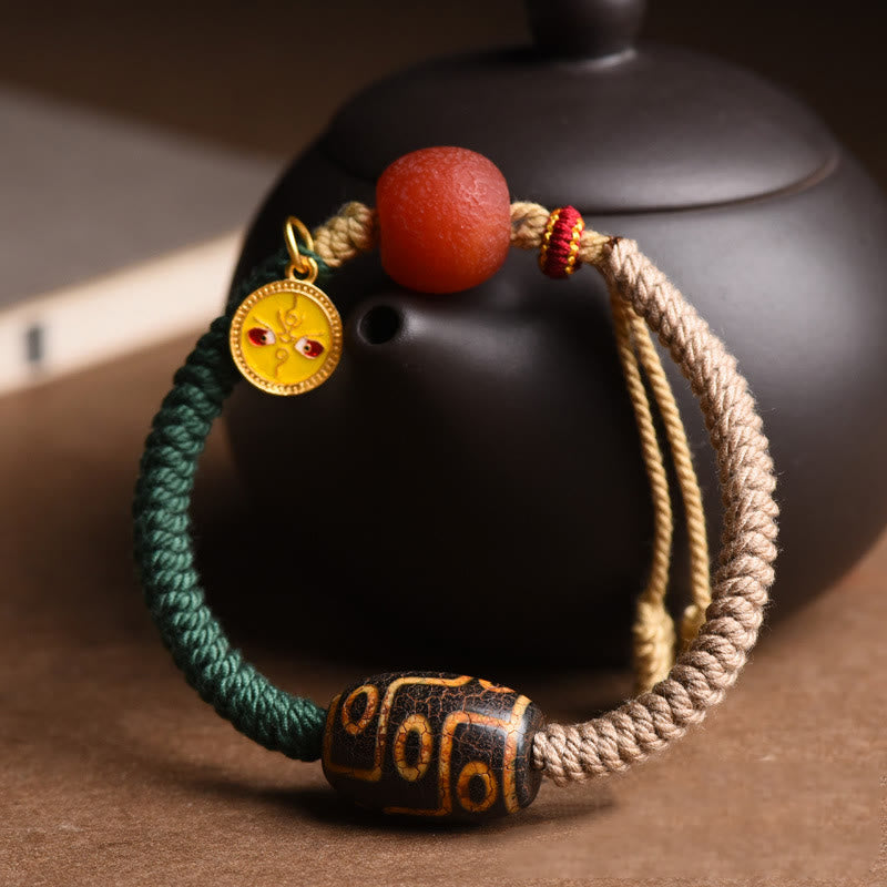 KarmaRipple's Handmade Tibetan Nine-Eye Dzi Bead Wealth Rope Bracelet p2