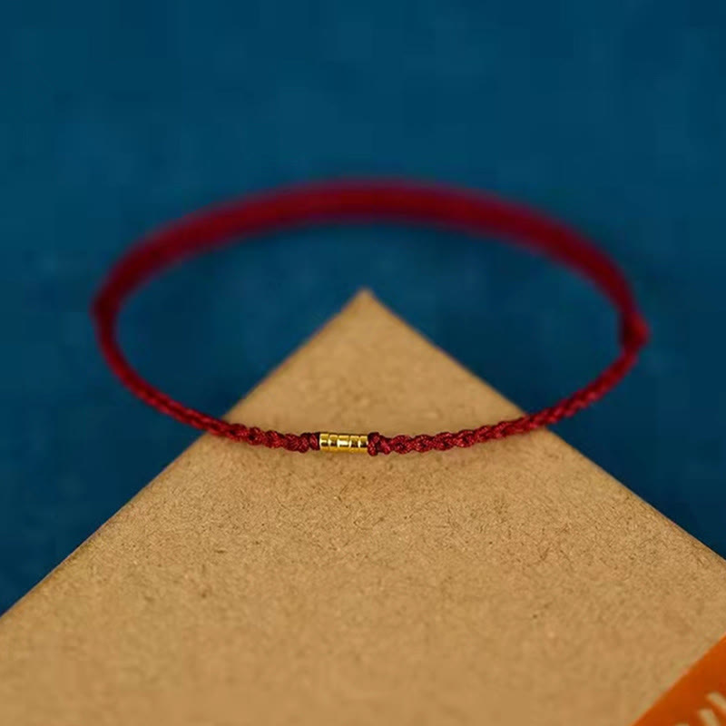 KarmaRipple's 925 Sterling Silver Fortunate Golden Bead Woven String Bracelet Anklet p7
