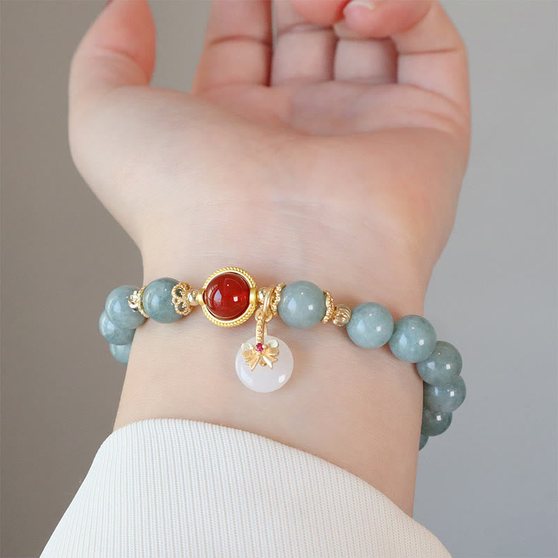 KarmaRipple's Authentic Jade Red Agate Pearl Bow Tie Fortune Bracelet p5