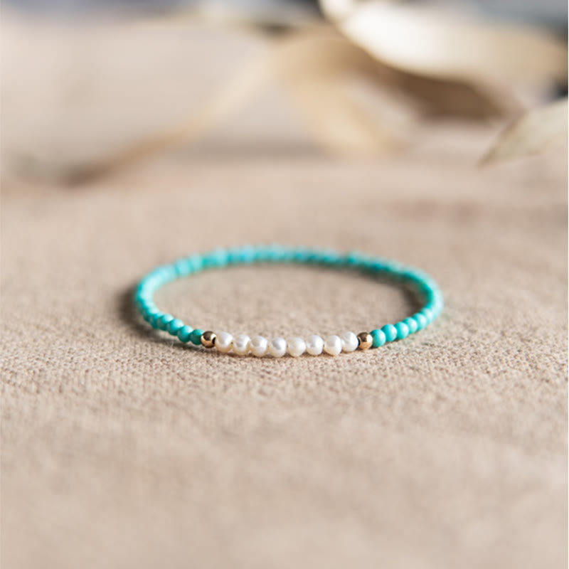 KarmaRipple's 925 Sterling Silver Authentic Turquoise Pearl Beaded Bracelet p6