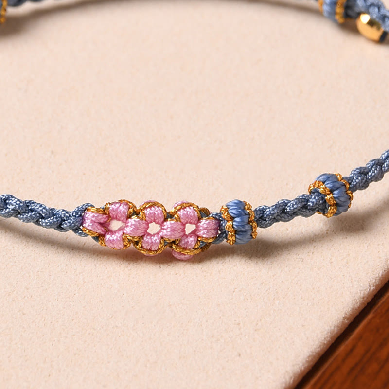 KarmaRipple's Handmade Peach Blossom Protection Woven Rope Bracelet p18
