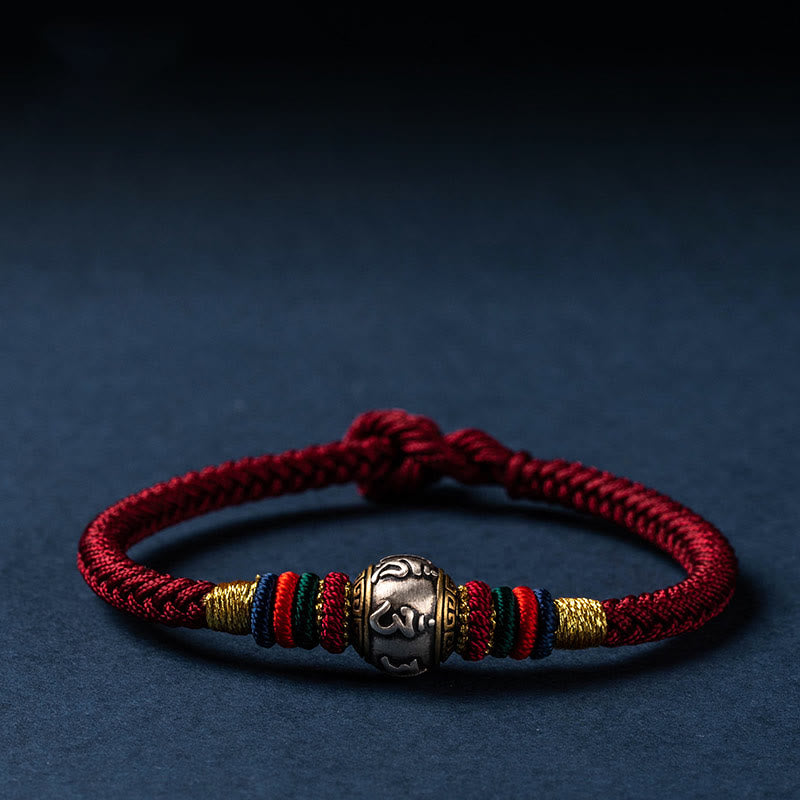 KarmaRipple's 925 Sterling Silver Tibet Handmade Om Mani Padme Hum Fortune Protection King Kong Weave Woven Bracelet p1
