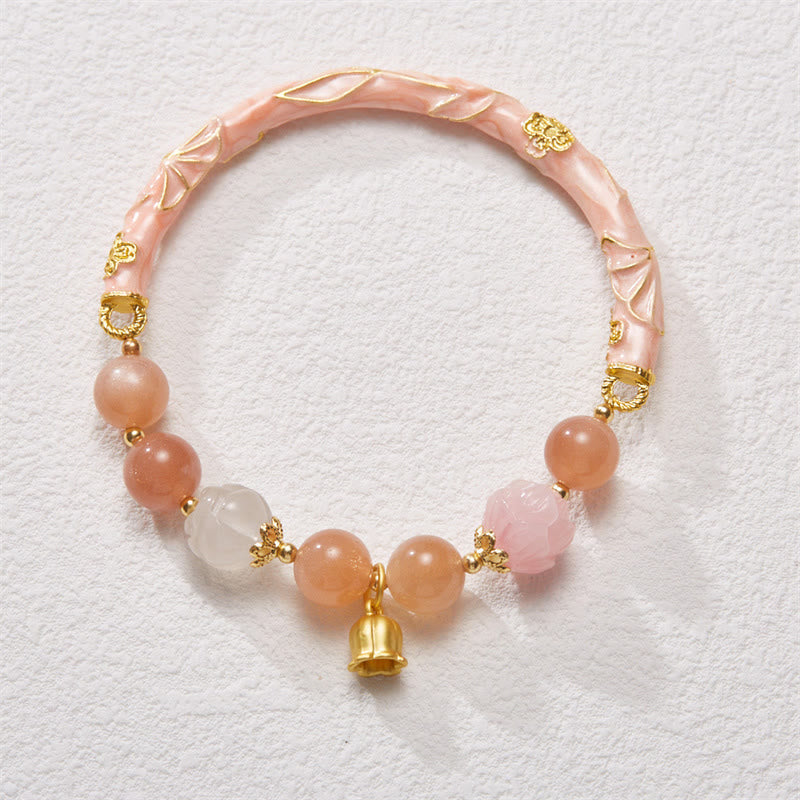KarmaRipple's Sun Stone Golden Silk Jade Lily of the Valley Talisman Positive Bracelet Bangle p11