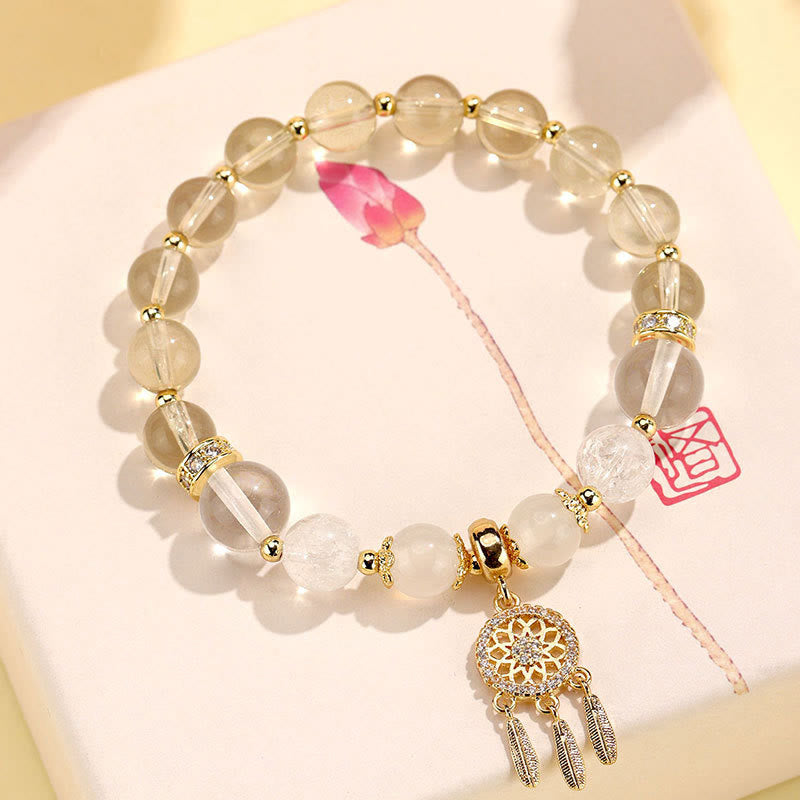 KarmaRipple's Green Strawberry Quartz Amethyst Gemstone Dreamcatcher Balancing Bracelet p27