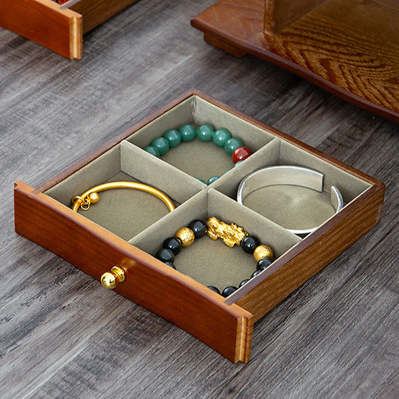 KarmaRipple's Vintage Large Capacity Wooden Jewelry Box Jewelry Storage Box With Mirror p11