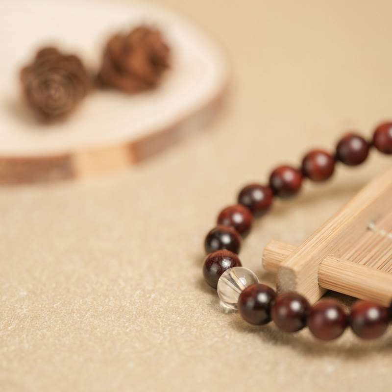 KarmaRipple's Small Leaf Red Sandalwood Ivory Gemstone Protection Bracelet p6