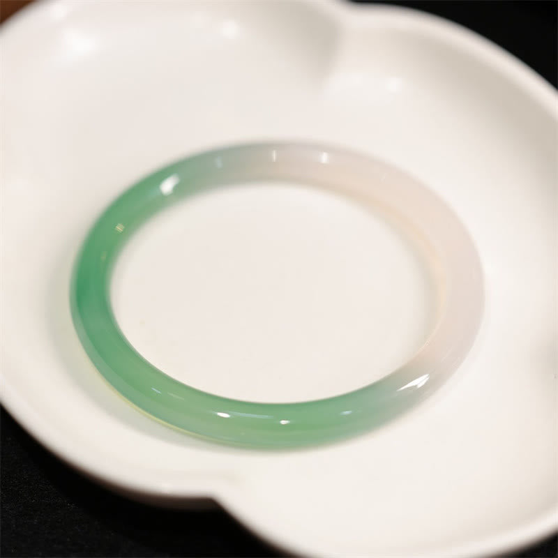 KarmaRipple's Authentic Ivory And Green Chalcedony Agate Positive Cuff Bracelet Bangle p2