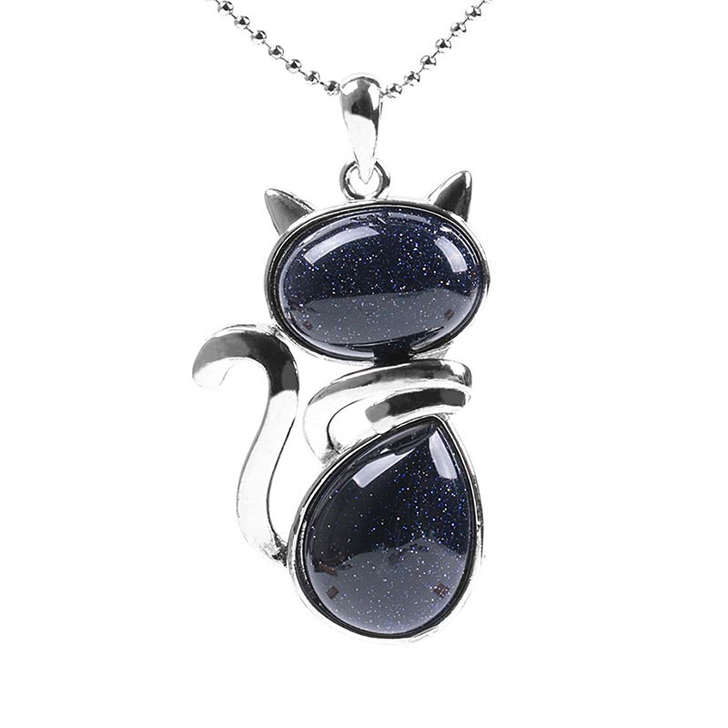 KarmaRipple's Cat Pattern Authentic Gemstone Protection Pendant Necklace p36