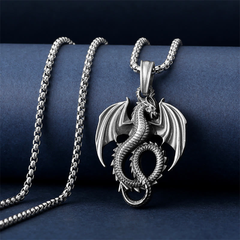KarmaRipple's Pure Tin Dragon Fortune Success Pendant Necklace p3