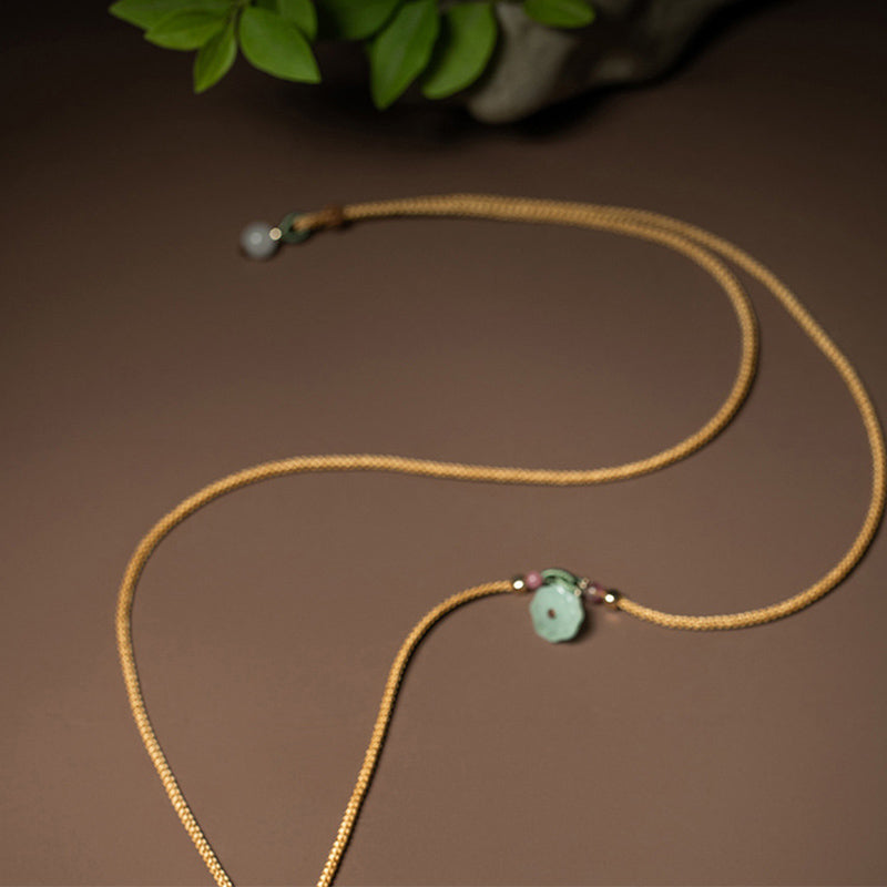 KarmaRipple's Laughing Buddha Jade Lotus Prosperity String Pendant Necklace p13