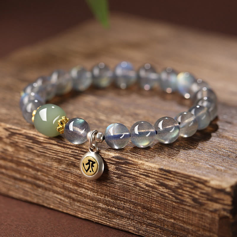 KarmaRipple's Chinese Zodiac Natal Buddha 925 Sterling Silver Authentic Moonstone Hetian Jade Positive Bracelet p1