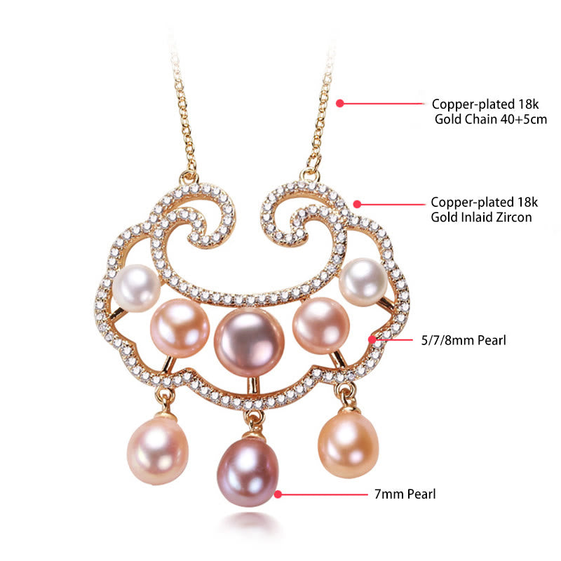KarmaRipple's 18K Gold Plated Authentic Pearl Chinese Lock Talisman Sincerity Pendant Necklace p7