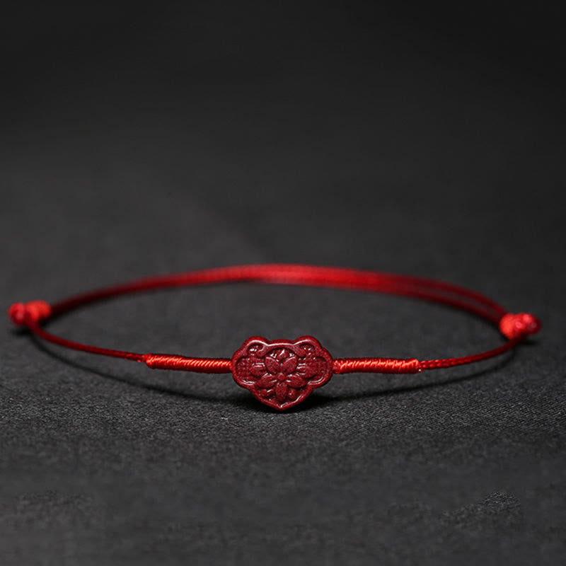 KarmaRipple's Handmade Plum Blossom Four Leaf Clover PiXiu Lotus Koi Fish Cinnabar Blessing Braid Bracelet p37