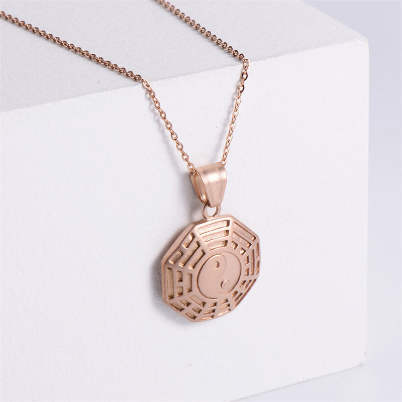 KarmaRipple's Bagua Yin Yang Titanium Steel Balance Pendant Chain Necklace p9