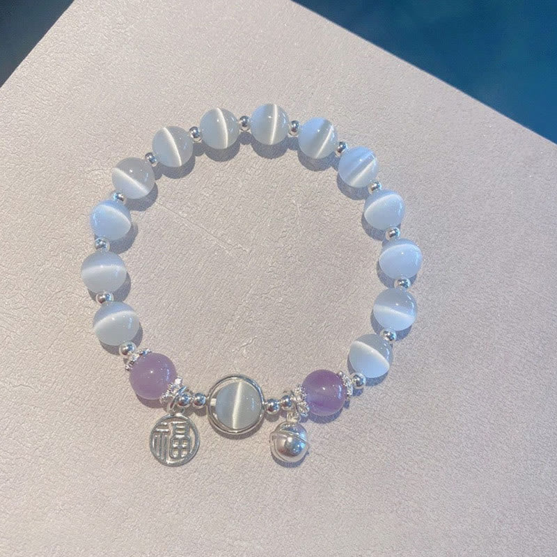 KarmaRipple's Cat's Eye Amethyst Fu Character Bell Talisman Support Bracelet p7